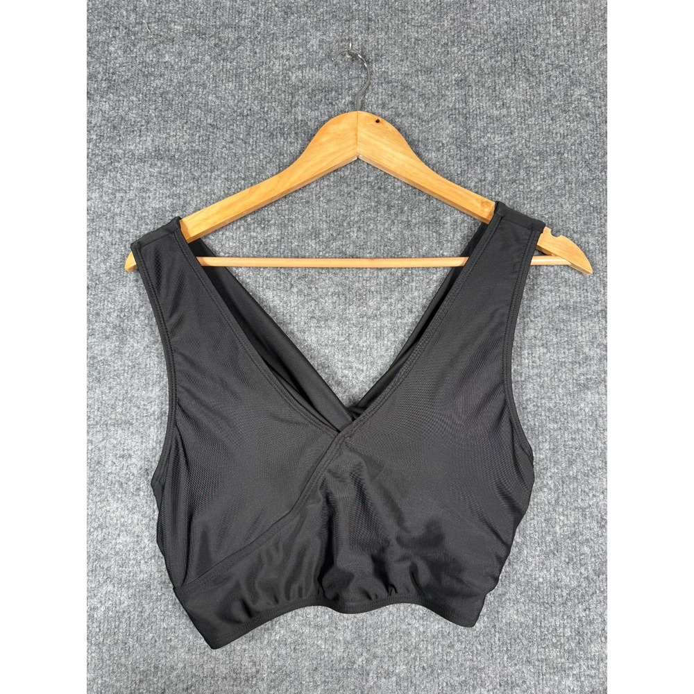 Nani Swimwear Twist Crop Swim Top Womens Large Black Stretch Athleisure Beach